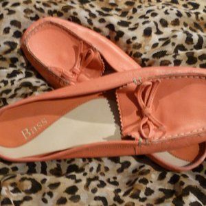 BASS Comfy Pink Leather Slide Slip -On Open Back Sandals 10M